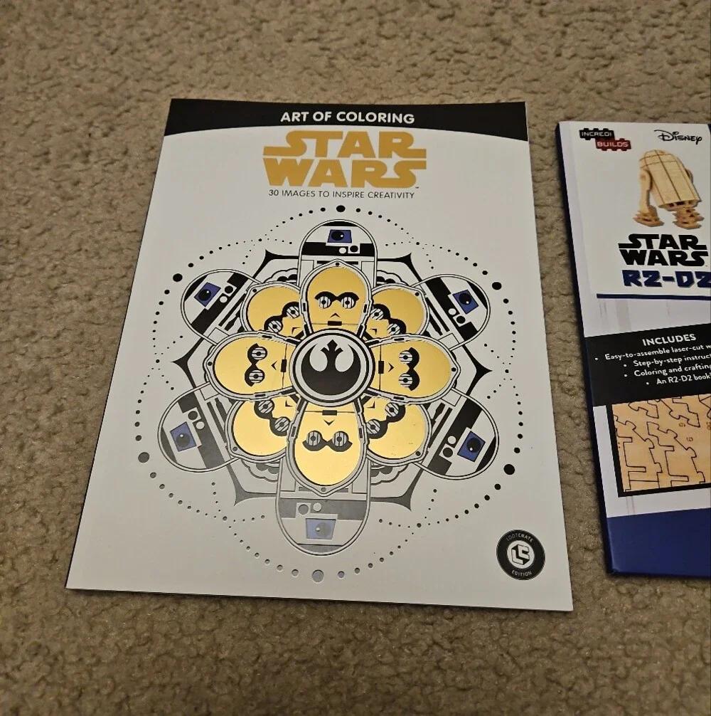 Star Wars R2-D2 Wooden Model & Coloring Book Collectible Bundle